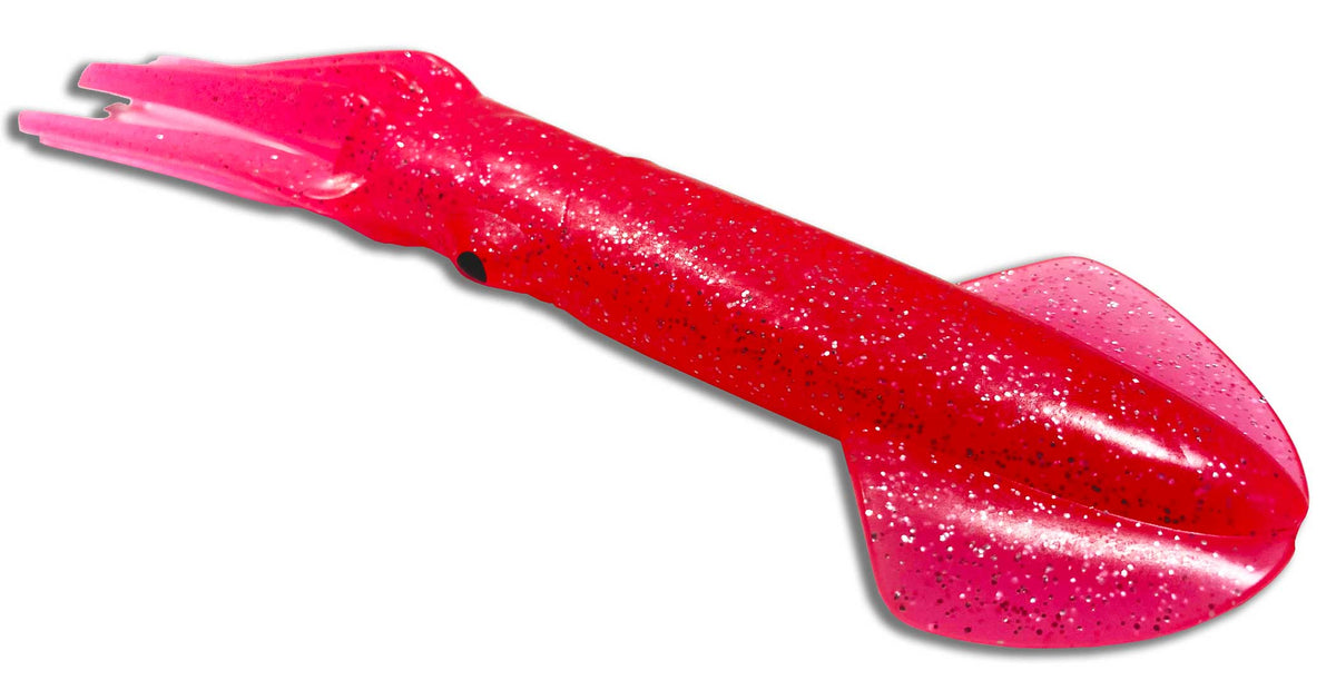 Rubber Squid Trolling Lure Moon Tide Tackle 9" Hot Pink