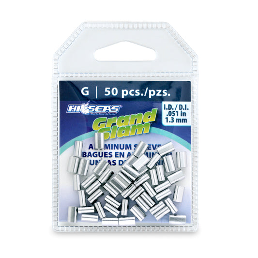 Hi-Seas Grand Slam Aluminum Sleeves G 50pc 1.3mm packaging