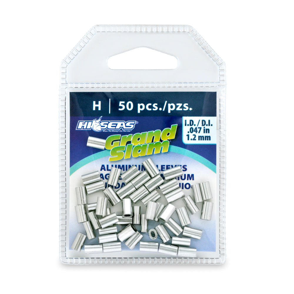 Hi-Seas Grand Slam Aluminum Sleeves H 50pc 1.2mm packaging