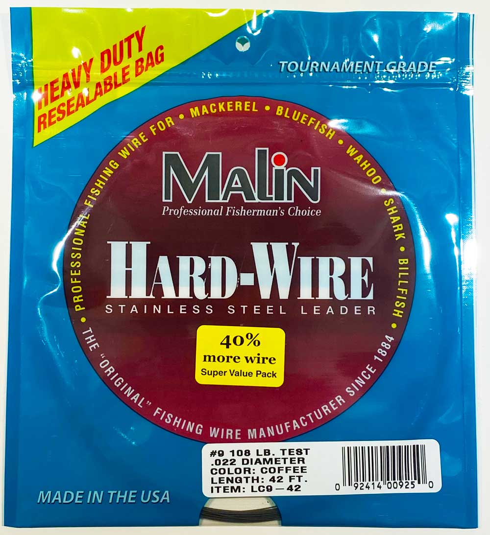 Malin Hard-Wire Stainless Steel Leader Wire #9 42ft Coffee Color LC9-42