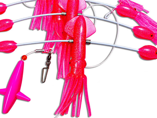 Pink squid daisy chain rigging detail