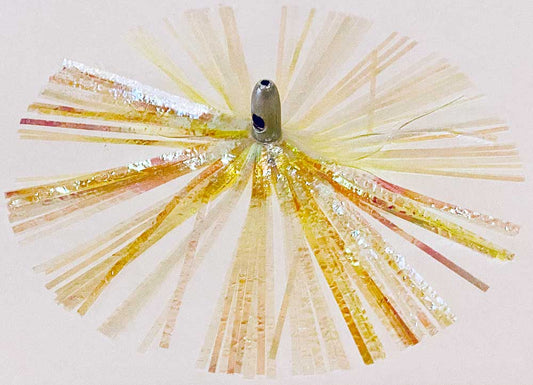 Mylar Duster Lure 4.5" Chartreuse Pearl Crinkle with 1oz White Lead Head - overhead view