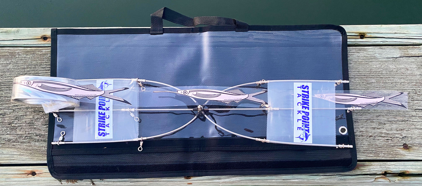 Stainless Steel Ballyhoo Strip Dredge Moon Tide Tackle 24" 13-Drop Holographic