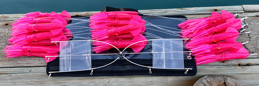 Stainless Steel Squid Dredge Moon Tide Tackle 24" 13-Drop Pink
