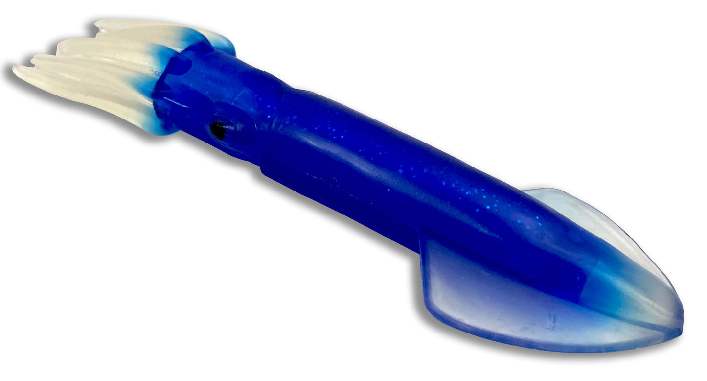 Rubber Squid Trolling Lure Moon Tide Tackle 9" Blue