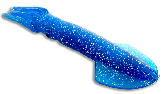 Rubber Squid Trolling Lure Moon Tide Tackle 9" Bright Blue