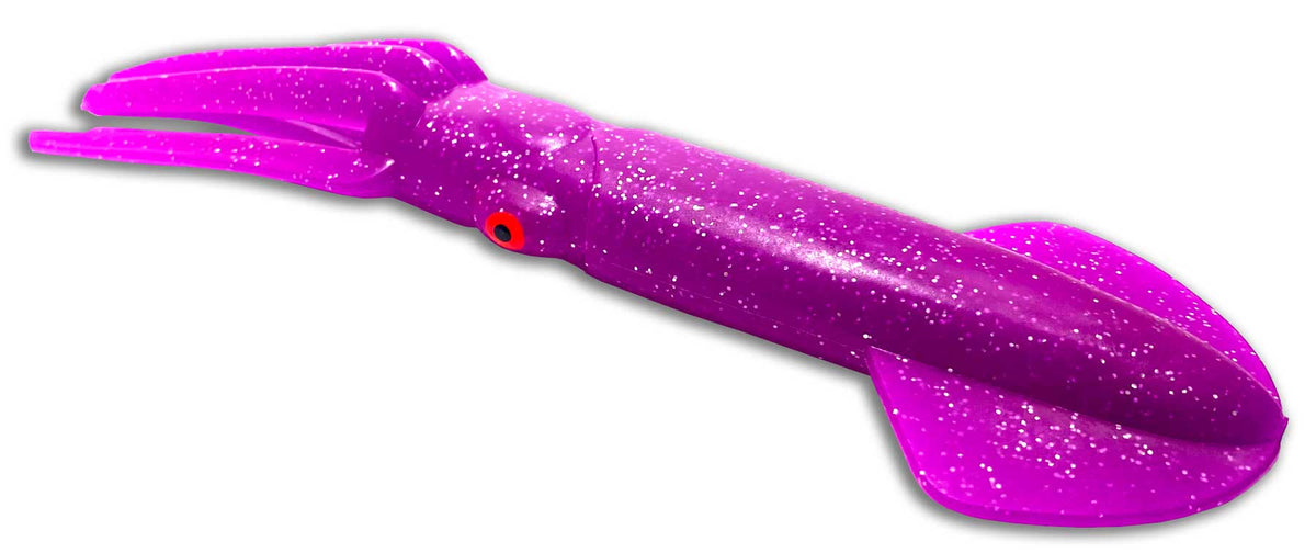 Rubber Squid Trolling Lure Moon Tide Tackle 9" Purple