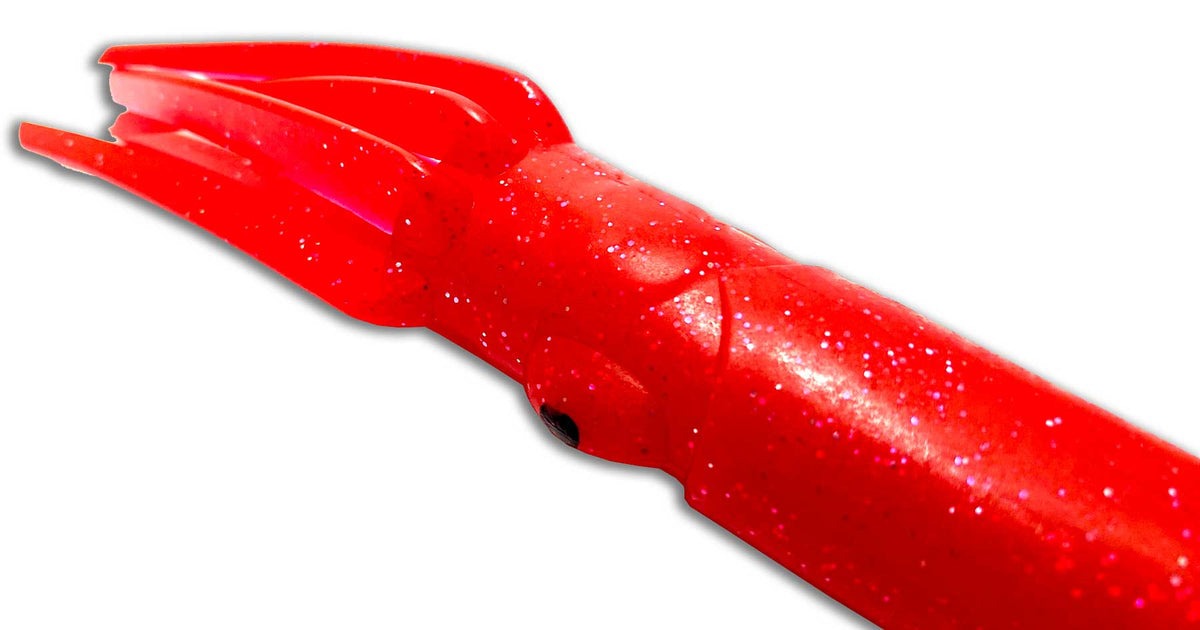 Rubber Squid Trolling Lure Moon Tide Tackle 9" Red