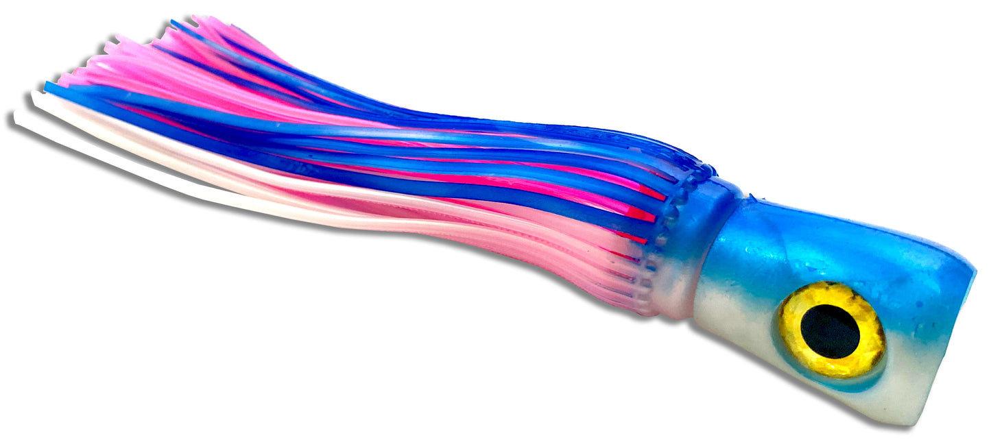 Soft Chugger Head Trolling Lure Moon Tide Tackle Blue/White/Pink