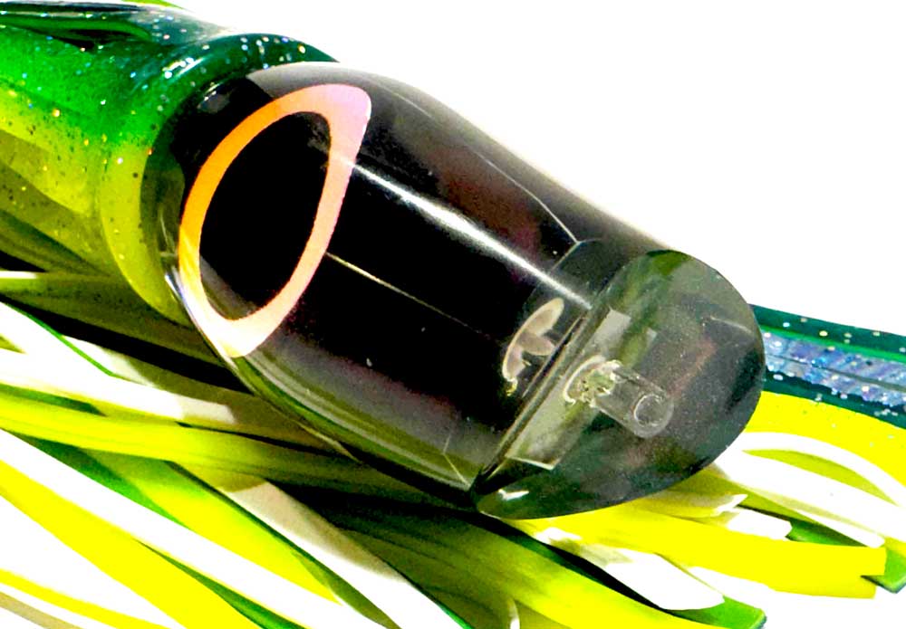 Close-up of the Marlin Seeker concave curved smoke head with orange eye
