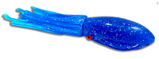 Moon Tide Fat Rubber Squid 5-1/4 inch Blue side view