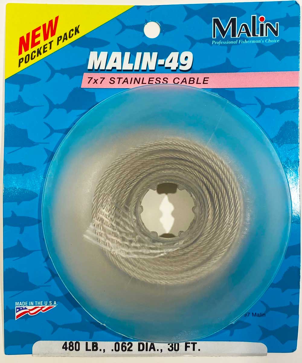 Malin-49 7x7 Stainless Steel Cable 480lb 30ft Pocket Pack C480-30