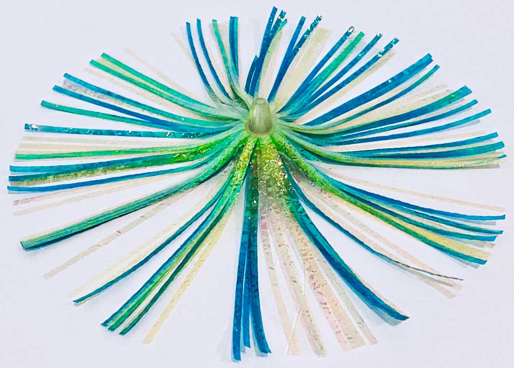 Mylar Duster Lure 4.5" Green Chartreuse Crinkle - overhead view