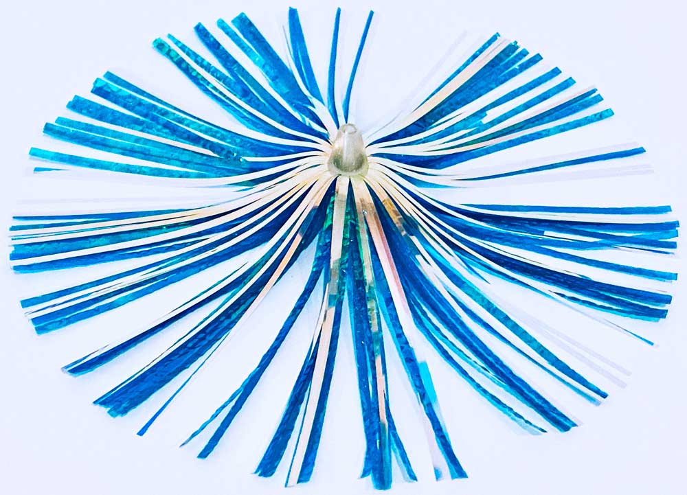 Mylar Duster Lure 4.5" Gold Holographic Green Crinkle - overhead view