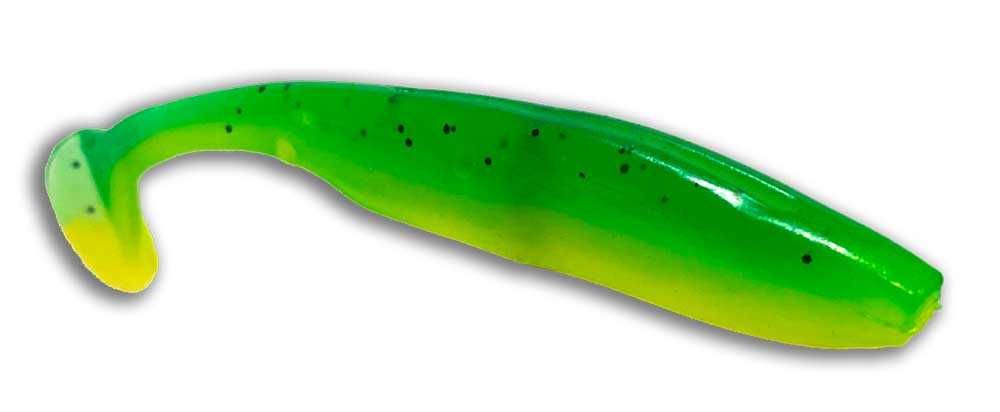 3-1/2 inch Paddle Tail Bait Gecko Green – side profile view