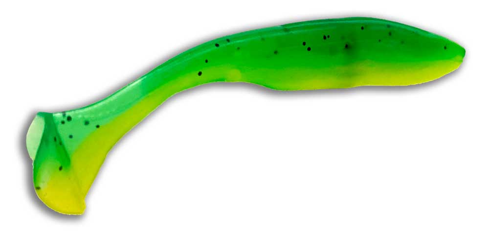 3-1/2 inch Paddle Tail Bait Gecko Green – paddle tail detail