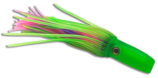 Moon Tide Soft Minis Green and Pink 5 inch soft head trolling lure for tuna