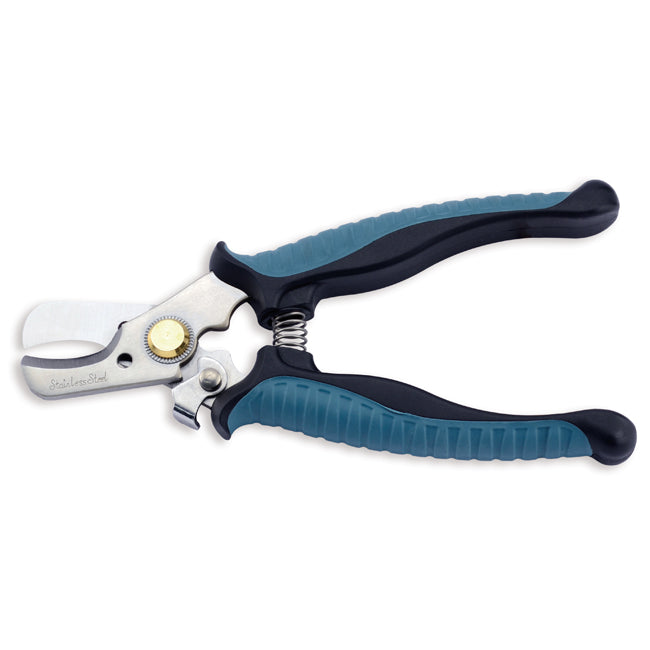 Hi-Seas Stainless Steel Mono Cutters 6.5 inch - spring-loaded with ergonomic teal and black soft grip handles