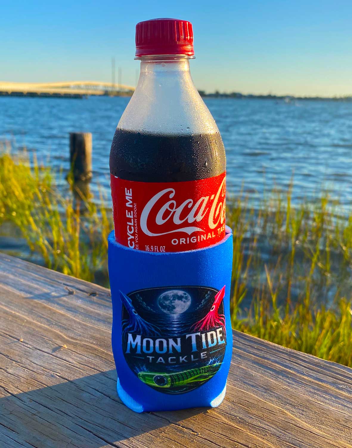 Moon Tide Tackle Blue Koozie