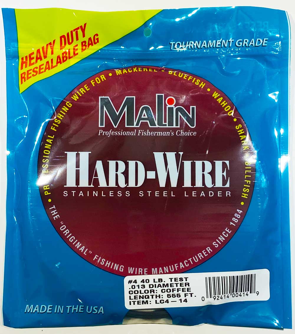 Malin Hard-Wire Stainless Steel Leader Wire #4 1/4lb Coil 555ft Coffee Color LC4-14