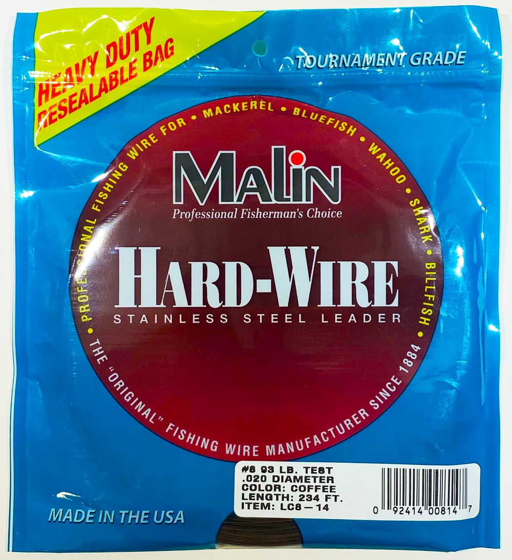 Malin Hard-Wire Stainless Steel Leader Wire #8 1/4lb Coil 234ft Coffee Color LC8-14