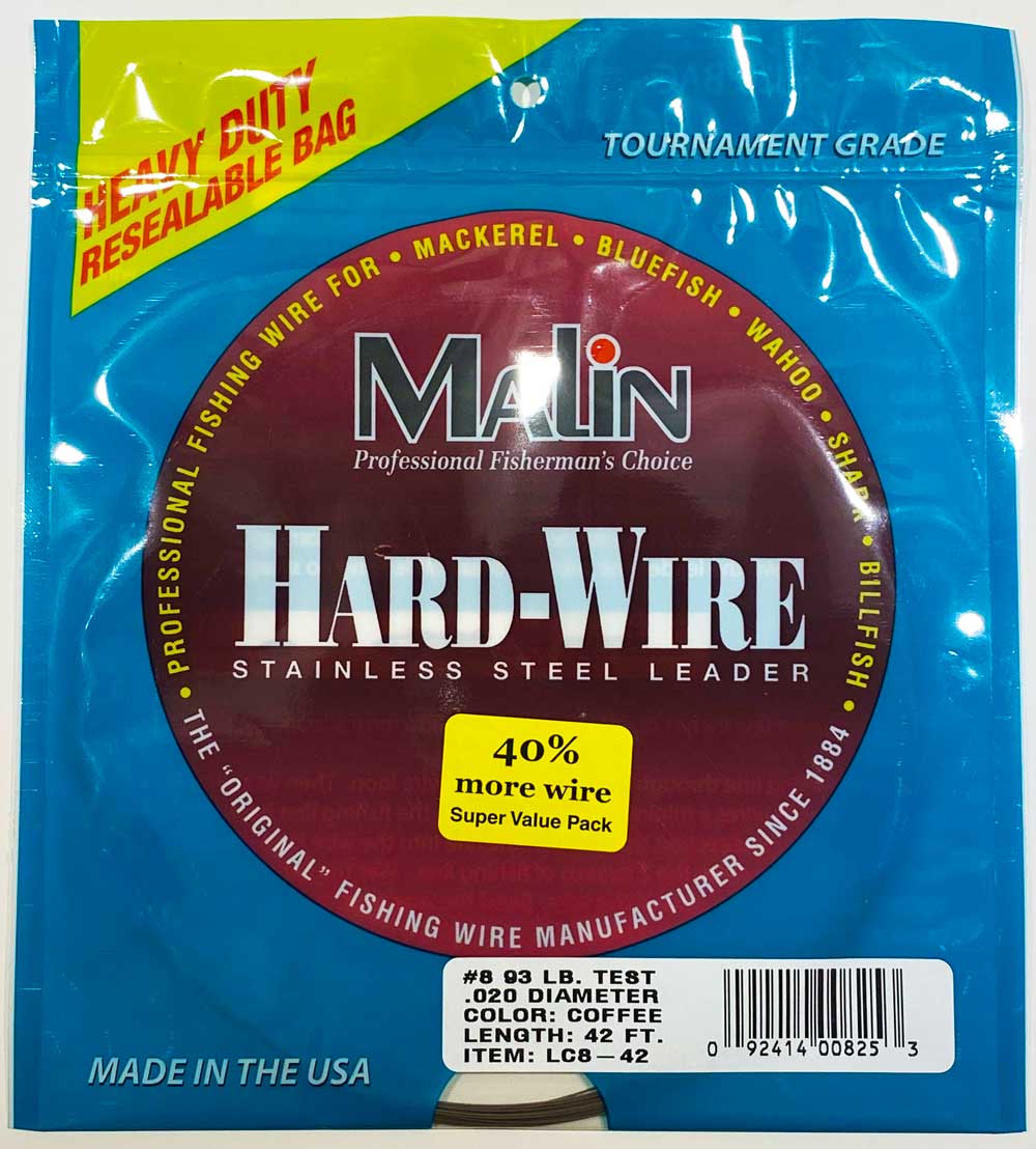 Malin Hard-Wire Stainless Steel Leader Wire #8 42ft Coffee Color LC8-42
