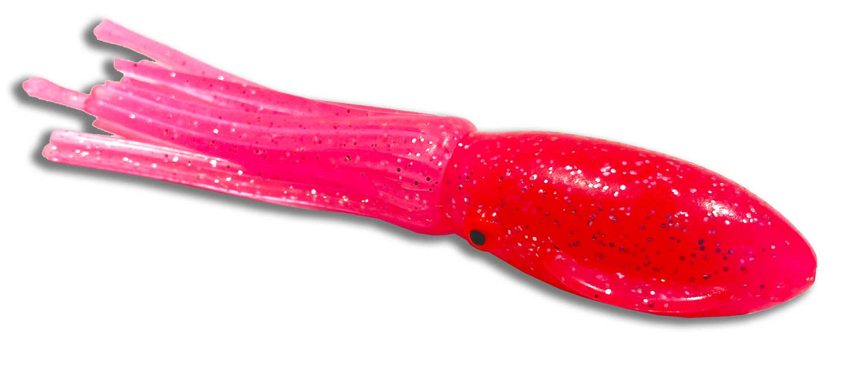 Moon Tide Fat Rubber Squid 5-1/4 inch Hot Pink side view