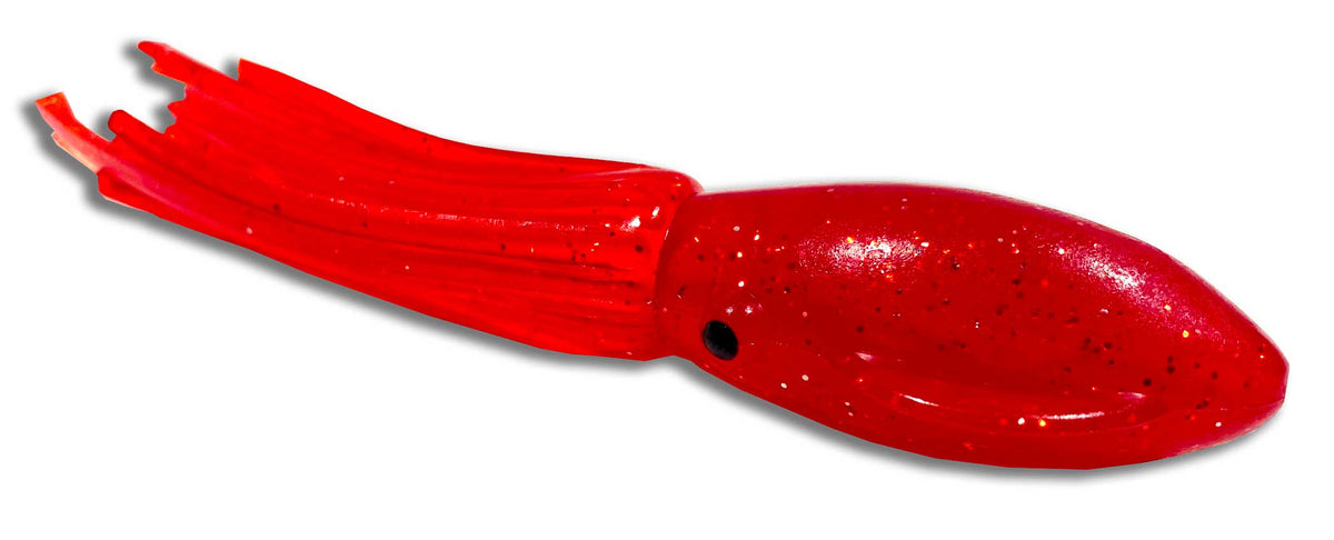 Moon Tide Fat Rubber Squid 5-1/4 inch Red side view