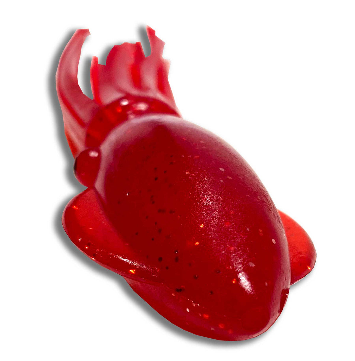 Moon Tide Fat Rubber Squid 5-1/4 inch Red close-up
