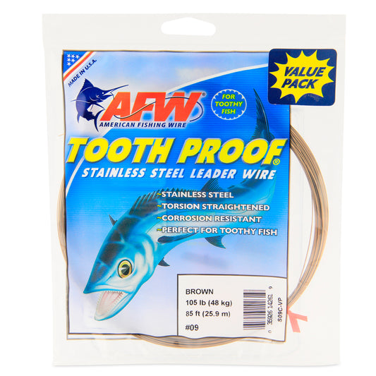 AFW #9 Tooth Proof Stainless Steel Leader Wire 105lb 85ft Camo Value Pack - package front