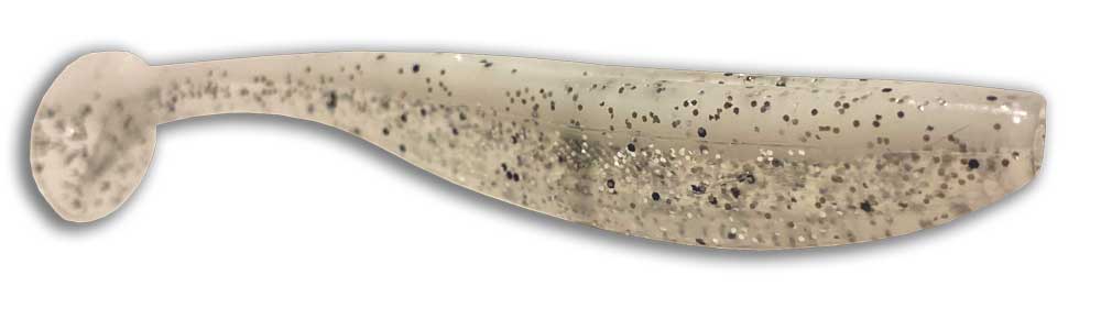 3-1/2 inch Paddle Tail Bait Salt-N-Pepper – side profile view