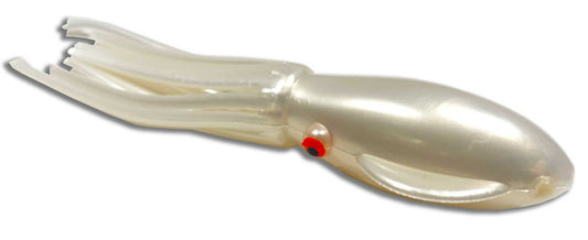 Moon Tide Fat Rubber Squid 5-1/4 inch White side view